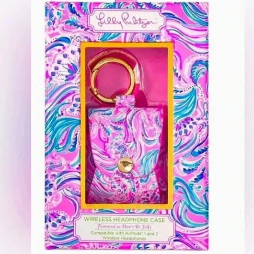 Lilly Pulitzer wireless headphone case in Don’t be Jelly print NWT